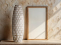 Rustic Floral Arrangement Vase – Handcrafted Wooden Design with White Dots