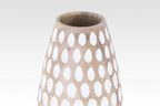 Rustic Floral Arrangement Vase – Handcrafted Wooden Design with White Dots