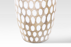 Rustic Floral Arrangement Vase – Handcrafted Wooden Design with White Dots