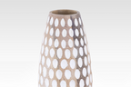 Rustic Floral Arrangement Vase – Handcrafted Wooden Design with White Dots