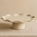 12-Inch Pedestal Cake Plate with Ruffled Edge – Handcrafted Dessert Stand