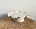 12-Inch Pedestal Cake Plate with Ruffled Edge – Handcrafted Dessert Stand