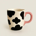 Charming Cow-Print Ceramic Coffee Mug with Pink Handle