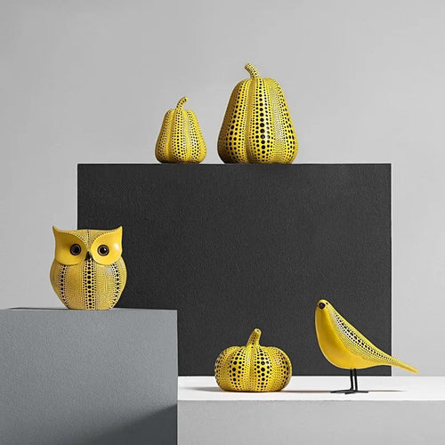 Artistic Sculptures with Iconic Dot Patterns – Hand-Painted Decor Collection