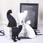 Scandinavian Style Hand-Painted Cat Figurine for Home Decoration
