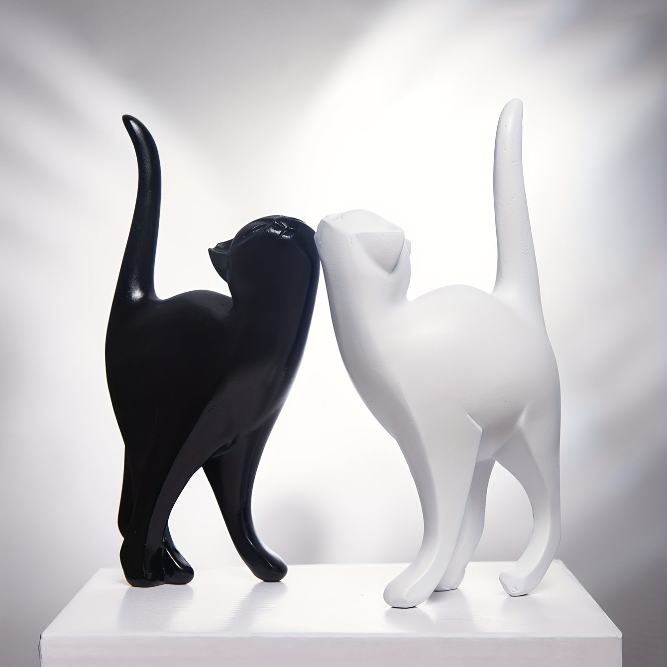 Scandinavian Style Hand-Painted Cat Figurine for Home Decoration