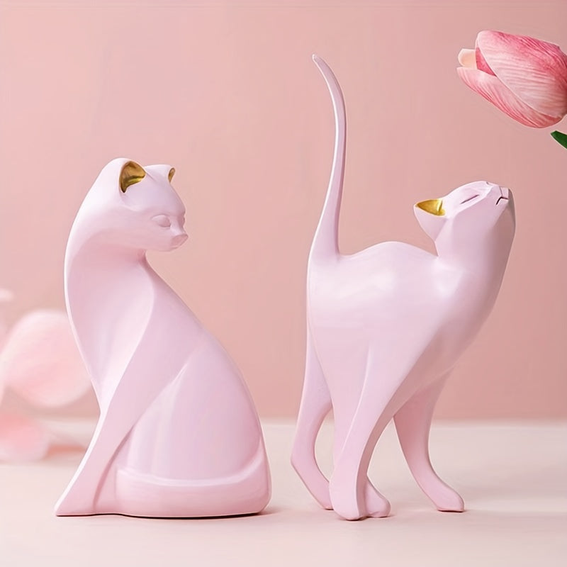 Scandinavian Style Hand-Painted Cat Figurine for Home Decoration