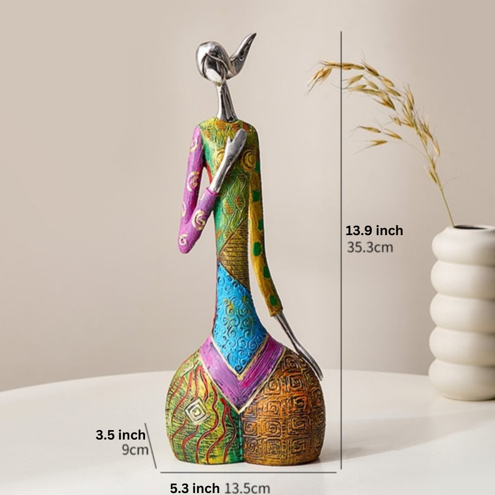Colorful Women Sculptures – Handcrafted Abstract Art for Home Decoration