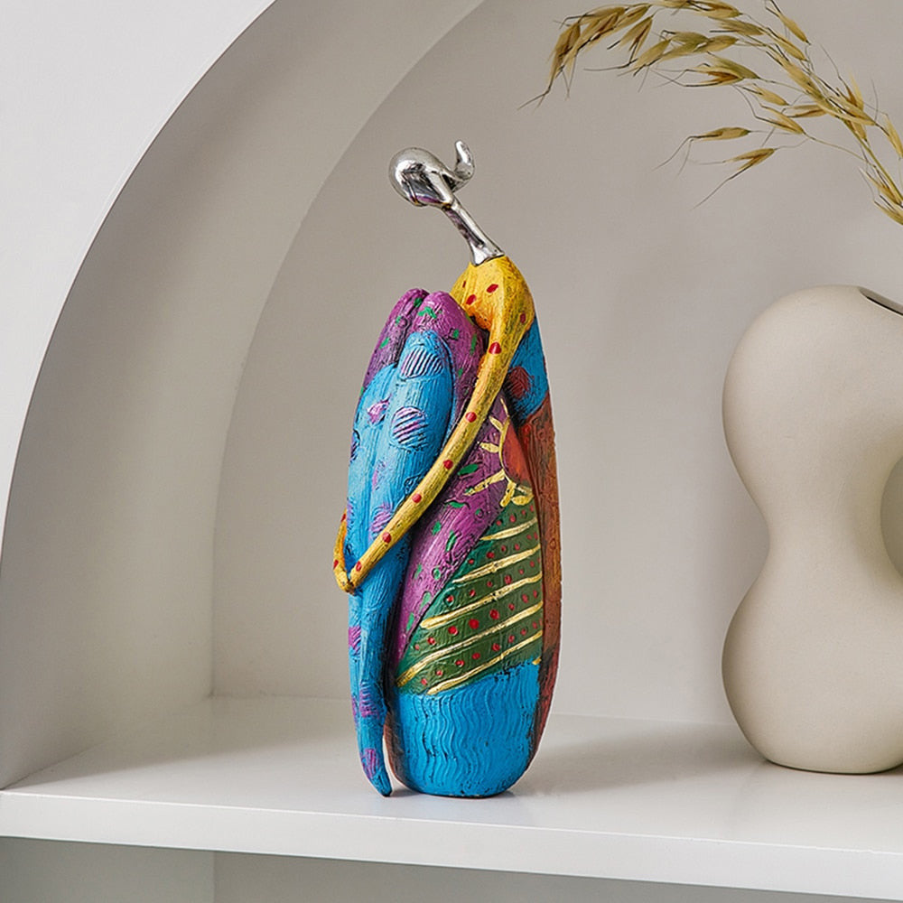 Colorful Women Sculptures – Handcrafted Abstract Art for Home Decoration