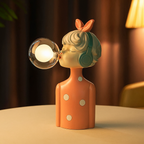 Artisan-Designed Table Lamp with USB – Unique Wood and Fabric Accent for Nightstand or Office