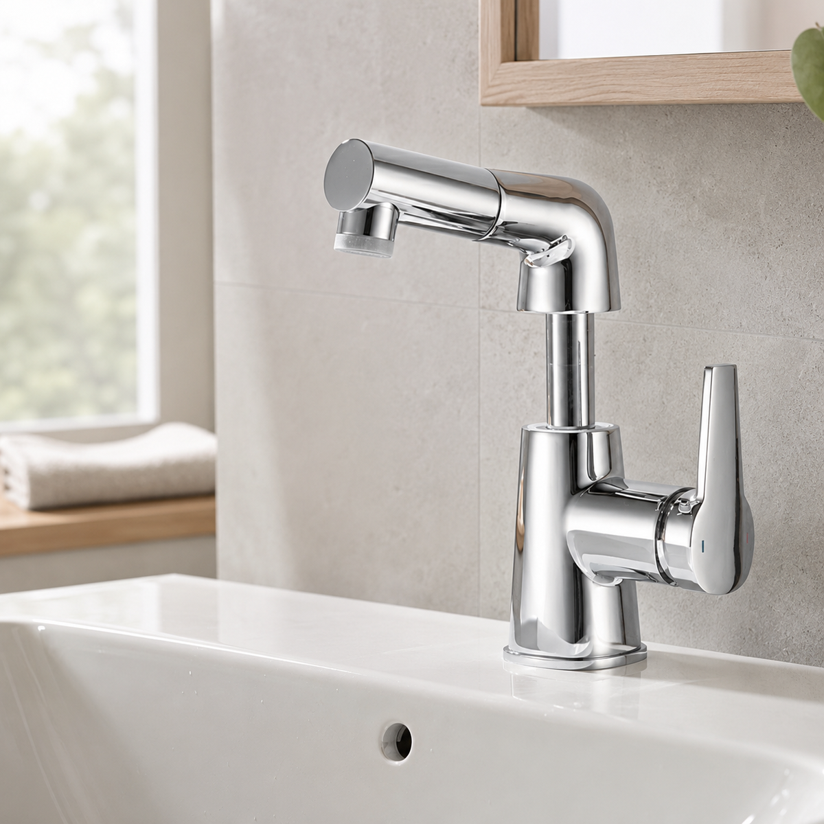 Swivel Spout Kitchen Faucet with Pull-Out Function