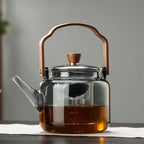 Elegant Heat-Resistant Glass Teapot with Wooden Handle