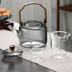 Elegant Heat-Resistant Glass Teapot with Wooden Handle