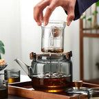 Elegant Heat-Resistant Glass Teapot with Wooden Handle