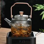 Elegant Heat-Resistant Glass Teapot with Wooden Handle