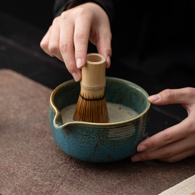 4-Piece Matcha Tea Set with Bowl, Spoon, Bamboo Whisk & Holder