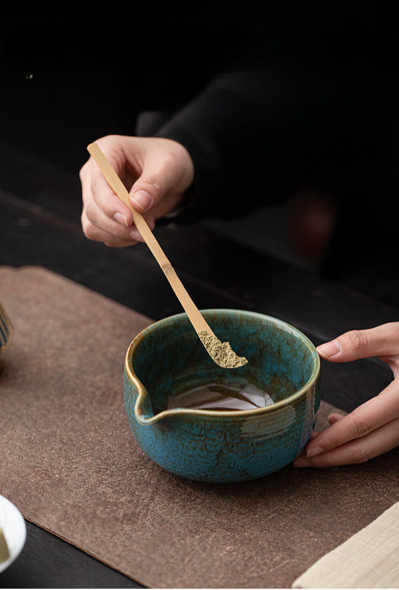 4-Piece Matcha Tea Set with Bowl, Spoon, Bamboo Whisk & Holder