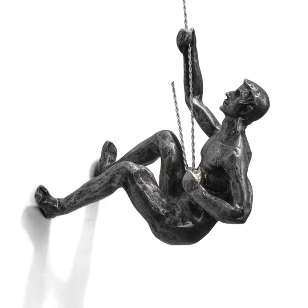 Natural Brown Resin Climbing Sculpture – Handmade Wall Art for Interiors