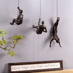 Natural Brown Resin Climbing Sculpture – Handmade Wall Art for Interiors