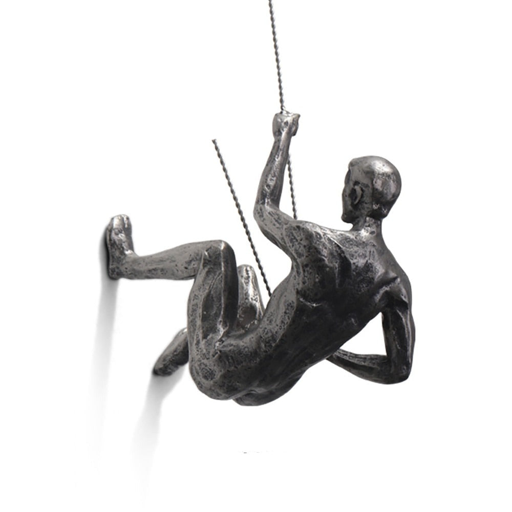 Natural Brown Resin Climbing Sculpture – Handmade Wall Art for Interiors