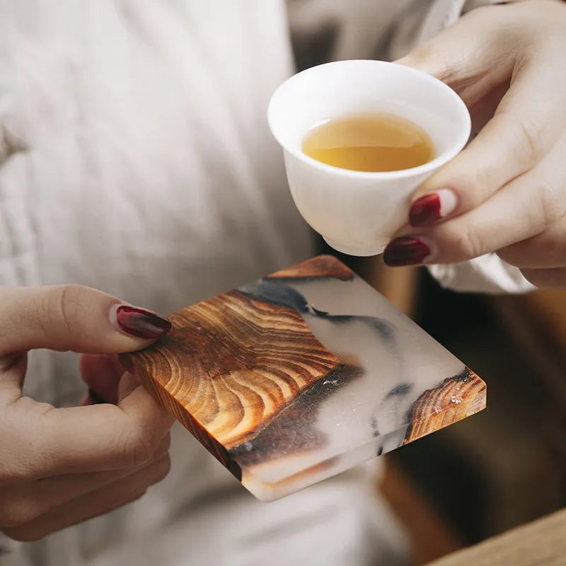 Custom Pine Wood and Resin Drink Coasters – Nature-Inspired Decor