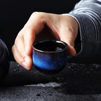 Ceramic Sake Set in Indigo Blue – 5-Piece for Hot and Cold Beverages