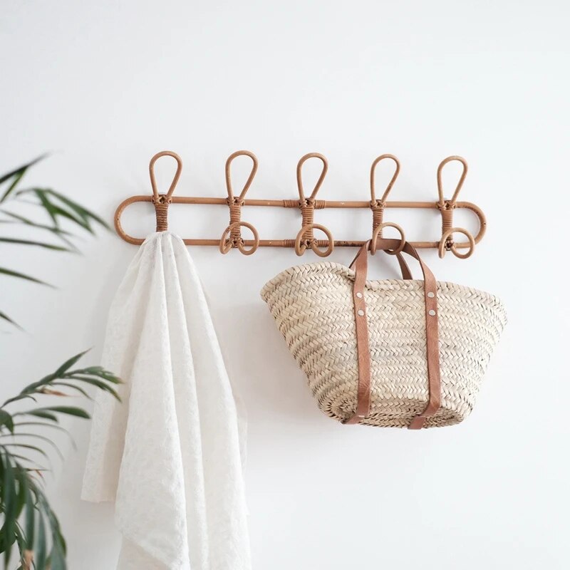 Organic Rattan Wall Hooks – Rustic Coat Hanger for Handmade Home Decor
