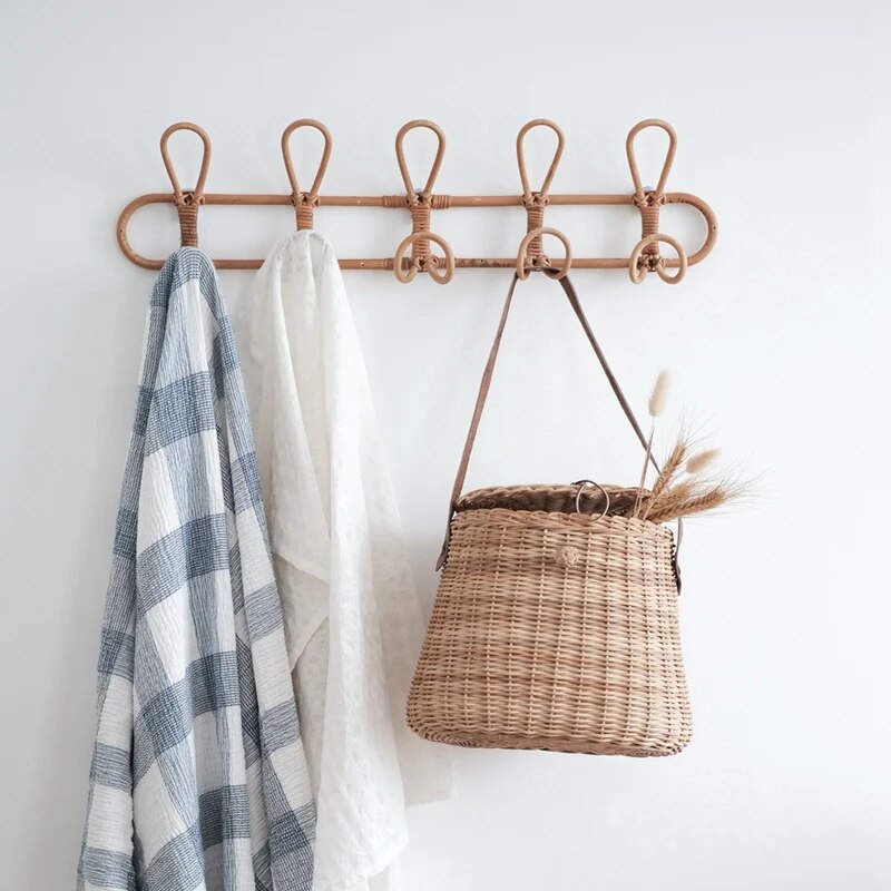 Organic Rattan Wall Hooks – Rustic Coat Hanger for Handmade Home Decor