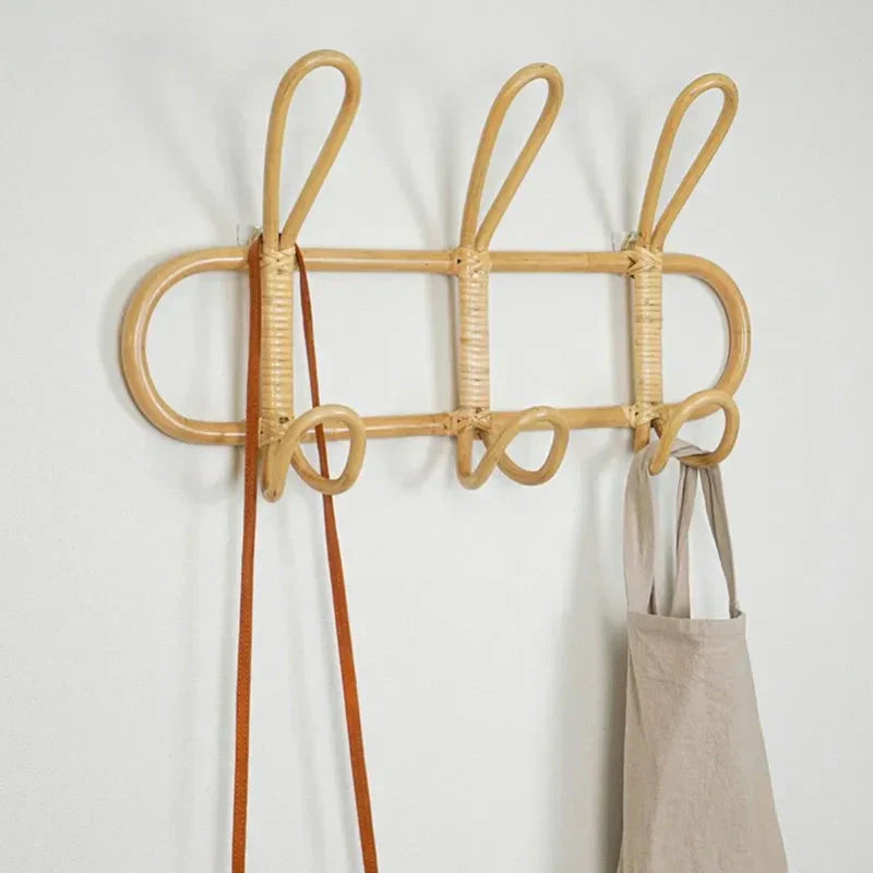 Organic Rattan Wall Hooks – Rustic Coat Hanger for Handmade Home Decor
