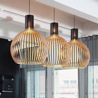 Rustic Pendant Light – Handmade Wooden Hanging Lamp for Warm Atmosphere