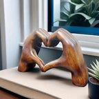 7.28-Inch Hand-Carved Wooden Statue – Love Symbol Art for Home Decor