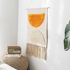 Geometric Patterned Handwoven Cotton Tapestry Wall Hanging – 27.56 × 19.69 inch
