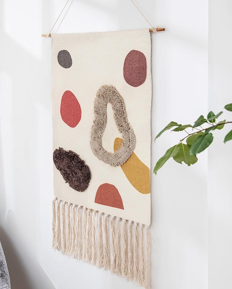 Geometric Patterned Handwoven Cotton Tapestry Wall Hanging – 27.56 × 19.69 inch