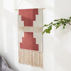 Geometric Patterned Handwoven Cotton Tapestry Wall Hanging – 27.56 × 19.69 inch