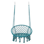 Outdoor Garden Hanging Chair - Cotton Rope and Steel in Coastal Style