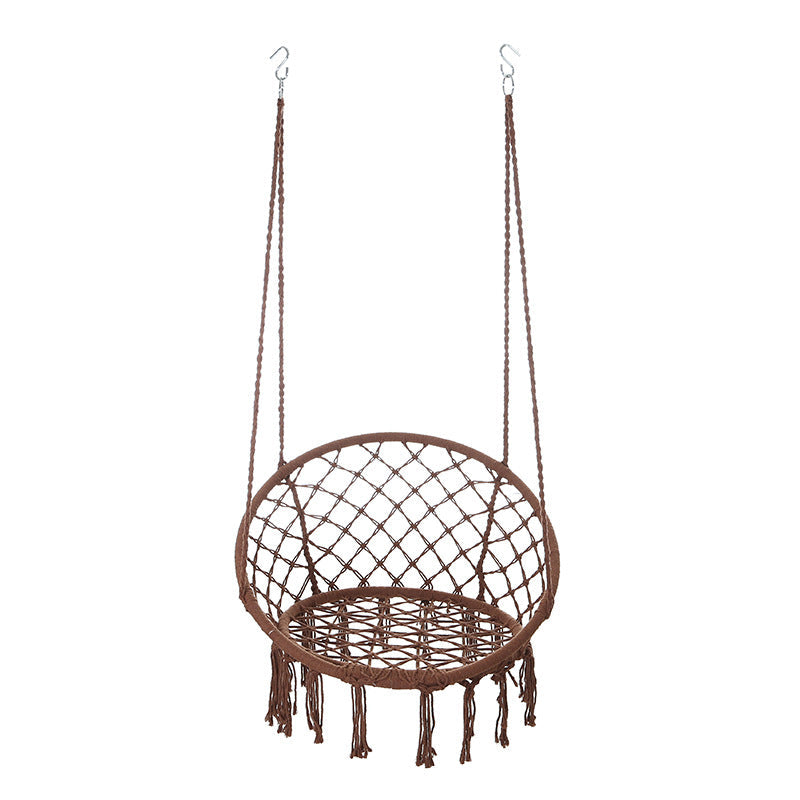 Outdoor Garden Hanging Chair - Cotton Rope and Steel in Coastal Style