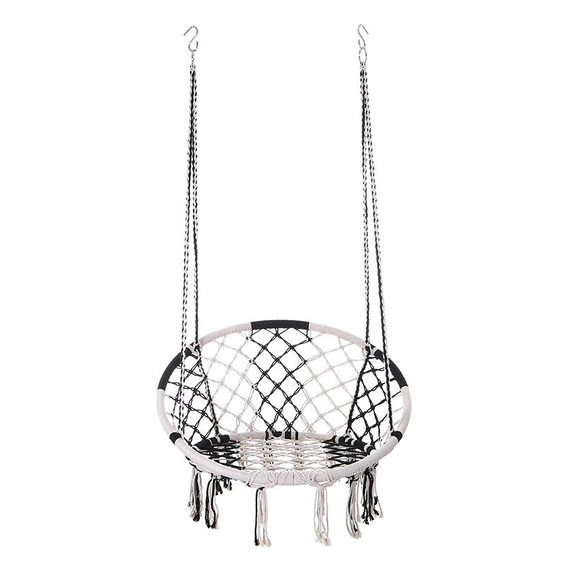 Outdoor Garden Hanging Chair - Cotton Rope and Steel in Coastal Style