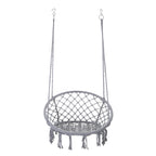 Outdoor Garden Hanging Chair - Cotton Rope and Steel in Coastal Style