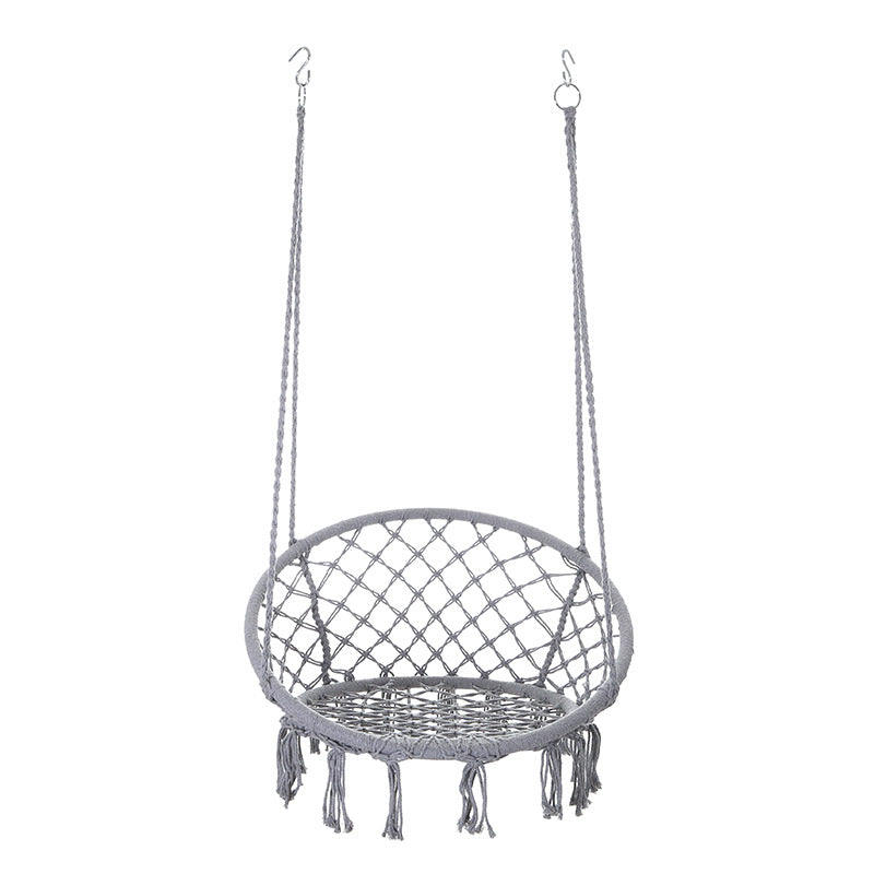 Outdoor Garden Hanging Chair - Cotton Rope and Steel in Coastal Style