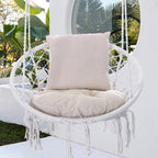 Outdoor Garden Hanging Chair - Cotton Rope and Steel in Coastal Style