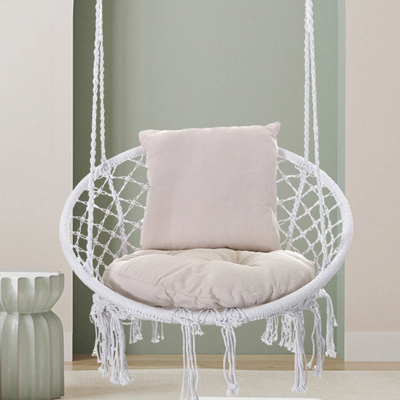 Outdoor Garden Hanging Chair - Cotton Rope and Steel in Coastal Style