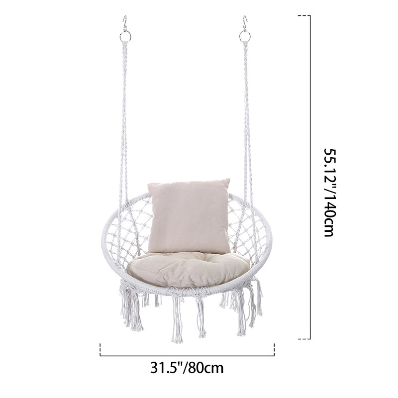 Outdoor Garden Hanging Chair - Cotton Rope and Steel in Coastal Style