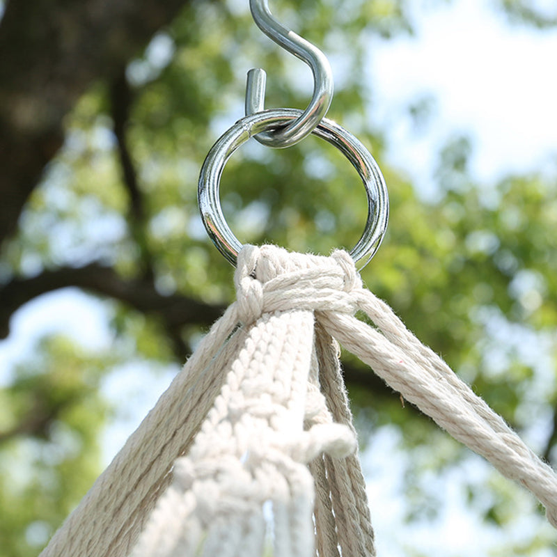 Outdoor Garden Hanging Chair - Cotton Rope and Steel in Coastal Style