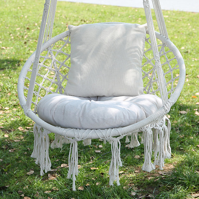 Outdoor Garden Hanging Chair - Cotton Rope and Steel in Coastal Style