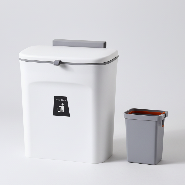 SmartSpace Hanging Waste Bin with Lid - Convenient One-Handed Disposal