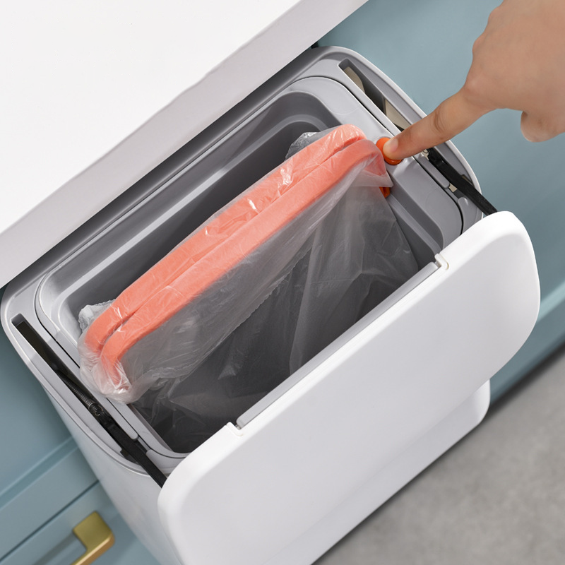 SmartSpace Hanging Waste Bin with Lid - Convenient One-Handed Disposal