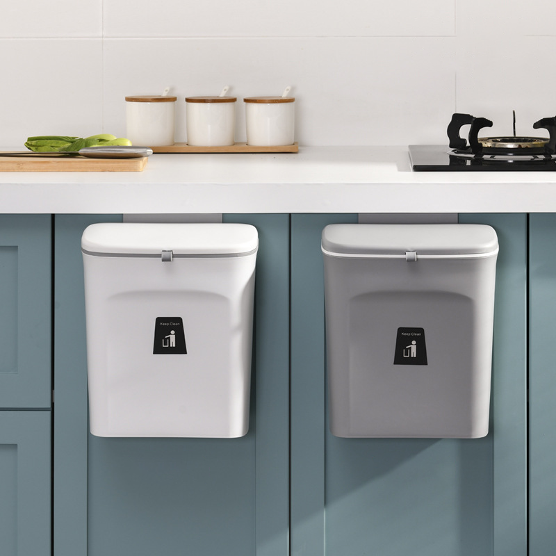 SmartSpace Hanging Waste Bin with Lid - Convenient One-Handed Disposal