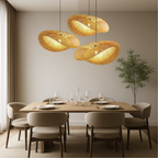 Woven Bamboo Hanging Light Fixture with Twisted Design