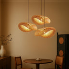 Woven Bamboo Hanging Light Fixture with Twisted Design