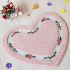 Heart-Shaped Soft Microfiber Bath Mat with Non-Slip Feature